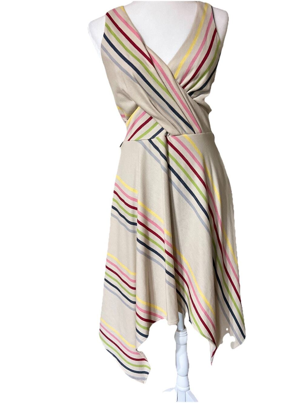 Anthropologie Eva Franco Ivory Multi-Color Striped Dress Size 4